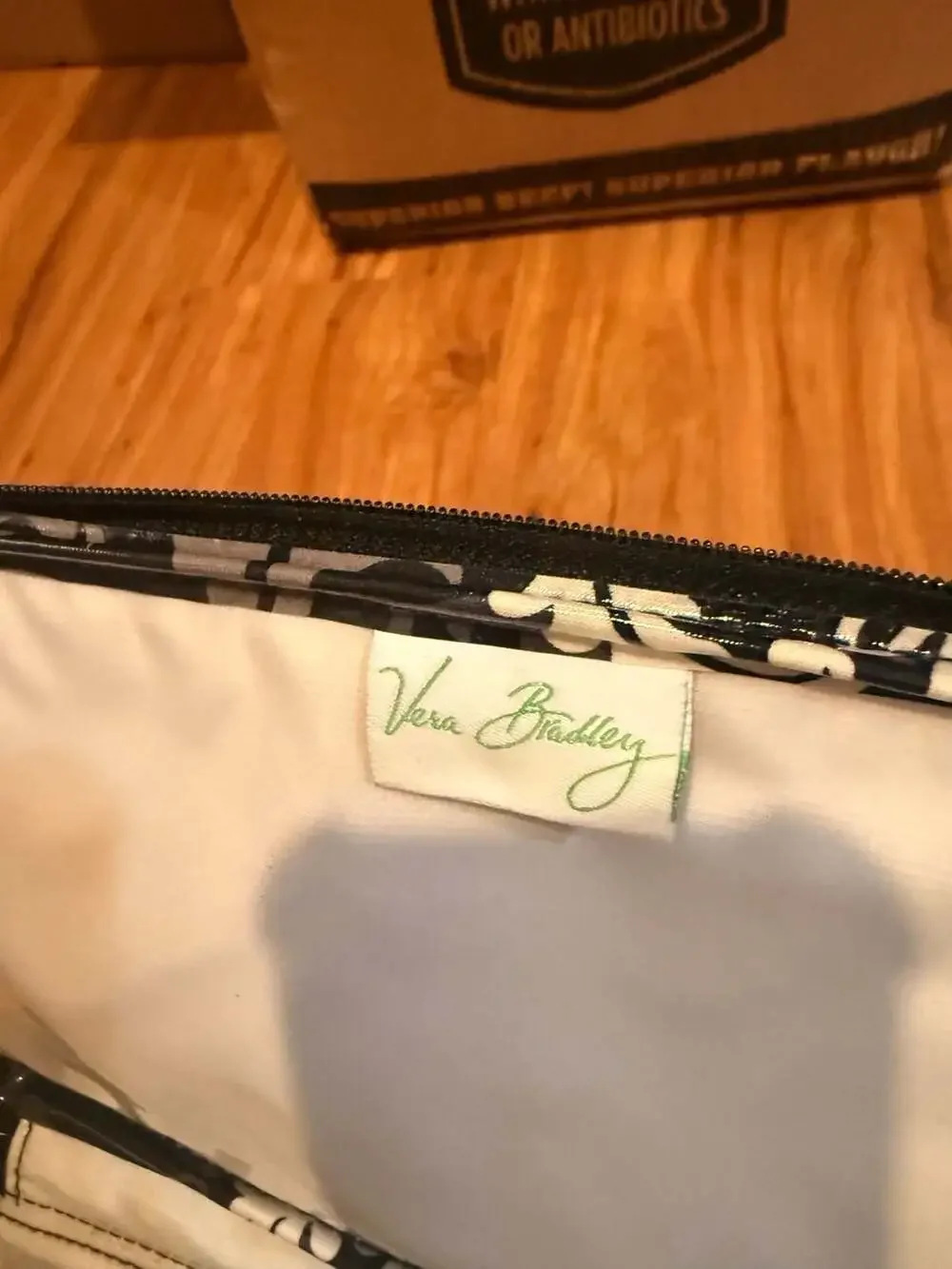 Vera Bradley Black Yellow Floral PVC Laminated Crossbody Lunch Bag